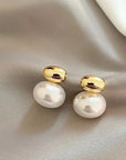 The Lune Collection
French Elegant Gold Color Bean Spliced Flat Pearl Earrings