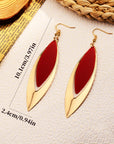 LUCE COLLECTION
Affordable Luxurious Red And Gold Mosaic Long Hollow Leaf Earrings
