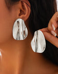 The Esla Unique Irregular Folds Metal Stud Earrings