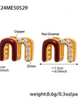 LUCE COLLECTION
Vibrant and Artistic Wine Red Enamel Earrings with Copper Gold Plated