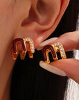 LUCE COLLECTION
Vibrant and Artistic Wine Red Enamel Earrings with Copper Gold Plated