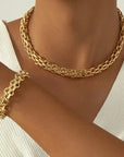 VERDIN COLLECTION
Gold Color Link Chain Necklace Bracelet Set