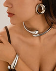 VERDIN COLLECTION
Statement simplicity Water Drop Spring Open Necklaces Bangles Earrings Set