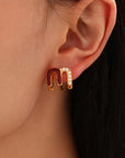 LUCE COLLECTION
Vibrant and Artistic Wine Red Enamel Earrings with Copper Gold Plated