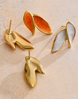 LUCE COLLECTION
Durable and Light weight White/Orange Enamel Leaf Leaves Stud Earrings for all - day wear