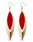 LUCE COLLECTION 
Affordable Luxurious Red And Gold Mosaic Long Hollow Leaf Earrings