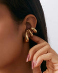 The Esla Vintage Metal Three Layer Stud Earrings