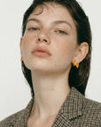 LUCE COLLECTION 
Durable and Light weight White/Orange Enamel Leaf Leaves Stud Earrings for all - day wear