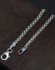925 Sterling Silver 3mm Braided Wheat Chain Bracelet