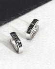 FOR HIM COLLECTION 
Charismatic C-Shaped Rectangular Zircon Earrings for Men, Stainless Steel