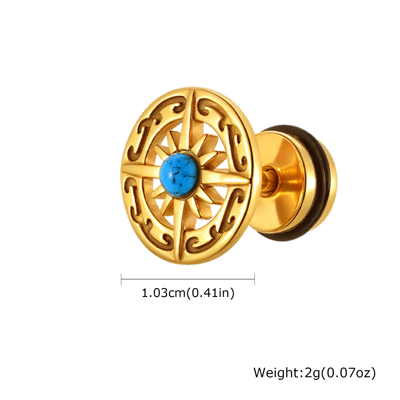 FOR HIM COLLECTION 
Compass Stud Earrings, Stainless Steel Eight-pointed Star