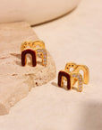 LUCE COLLECTION 
Vibrant and Artistic Wine Red Enamel Earrings with Copper Gold Plated