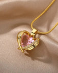 Bohemia Pink Cubic Zirconia Necklace For Women