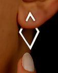 The Esla Minimalist Square Detachable Triangles Stainless steel Stud Earrings
