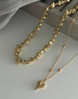 CAVI COLLECTION 
 Long with Choker Gold Metal Heart Pendant Necklace