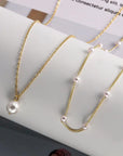 The Lune Collection
 Layered Minimal  Pearl Necklace