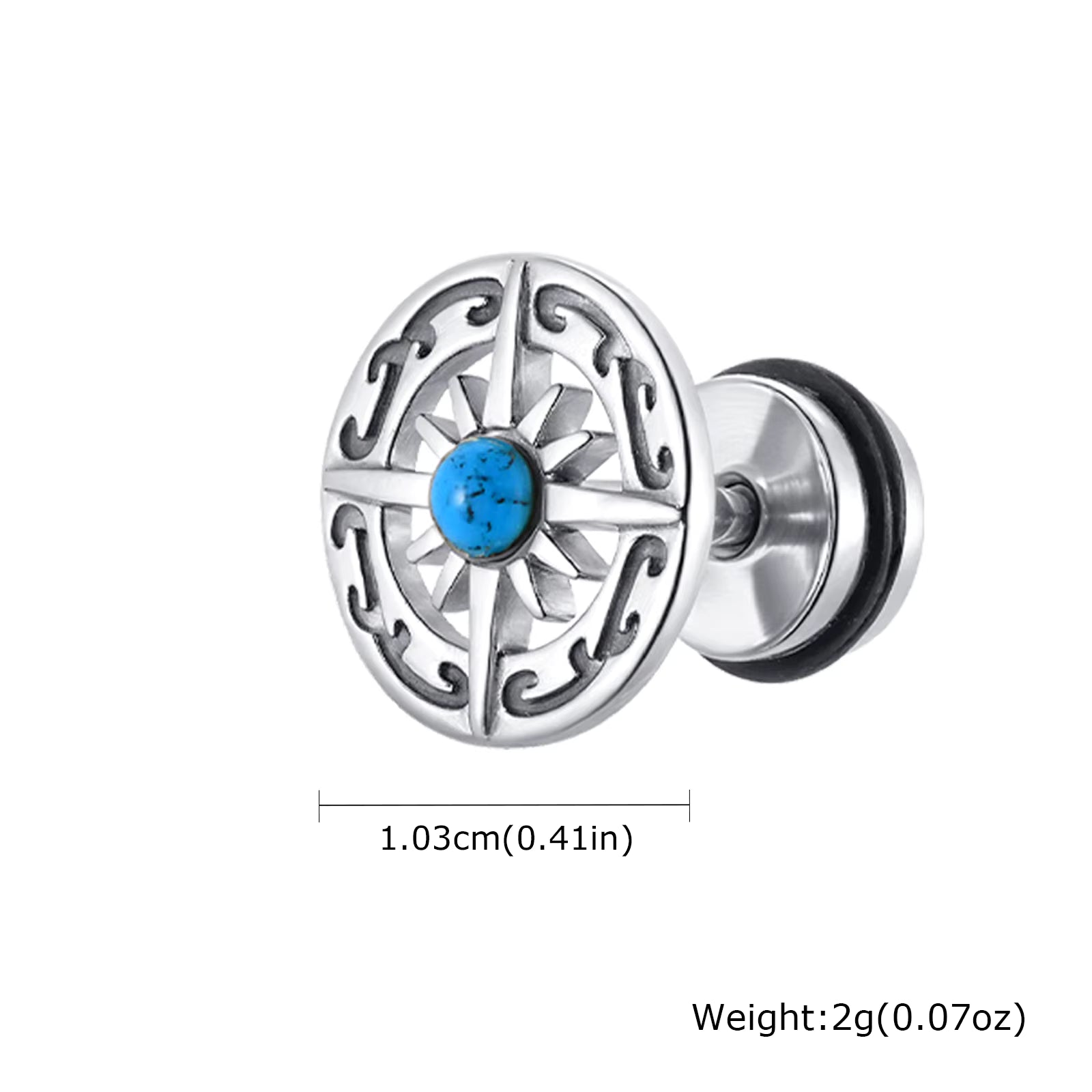 FOR HIM COLLECTION 
Compass Stud Earrings, Stainless Steel Eight-pointed Star