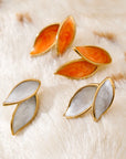 LUCE COLLECTION 
Durable and Light weight White/Orange Enamel Leaf Leaves Stud Earrings for all - day wear