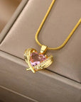 Bohemia Pink Cubic Zirconia Necklace For Women