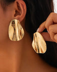 The Esla Unique Irregular Folds Metal Stud Earrings