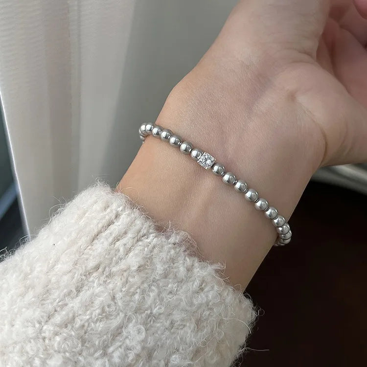 French Vintage Single Zircon Pearl Bracelet