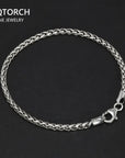 925 Sterling Silver 3mm Braided Wheat Chain Bracelet