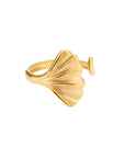 Vintage Ginkgo Leaf Rings For Women Stainless Steel Adjustable