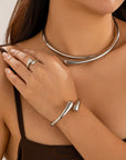 VERDIN COLLECTION 
 Minimalist Modern Spring Open Necklaces Bangles Rings Set