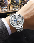 Luxury Business Male Watch Date Week Stainless Steel Tourbillon